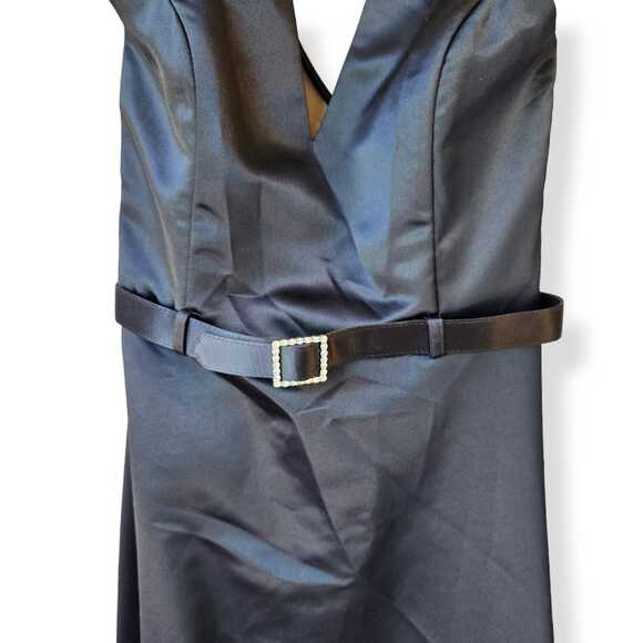 Scott McClintock Open Back Formal Long Dress Black Gown Size 8 Rhinestone Belt - Picture 4 of 9